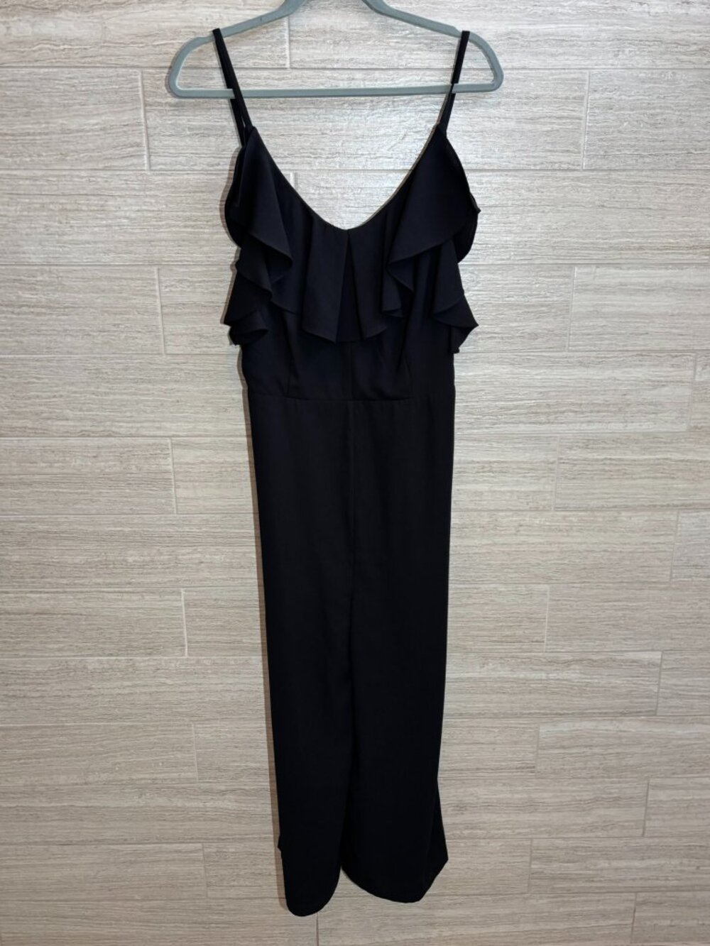 After Market Women’s Black Spaghetti Strap Ruffles Jumpsuit